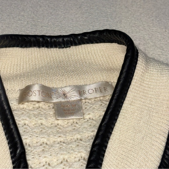 Boston Proper Women’s Bejeweled Long Line Wool Knit Sweater‎ cardigan Ivory SzM - Picture 7 of 16